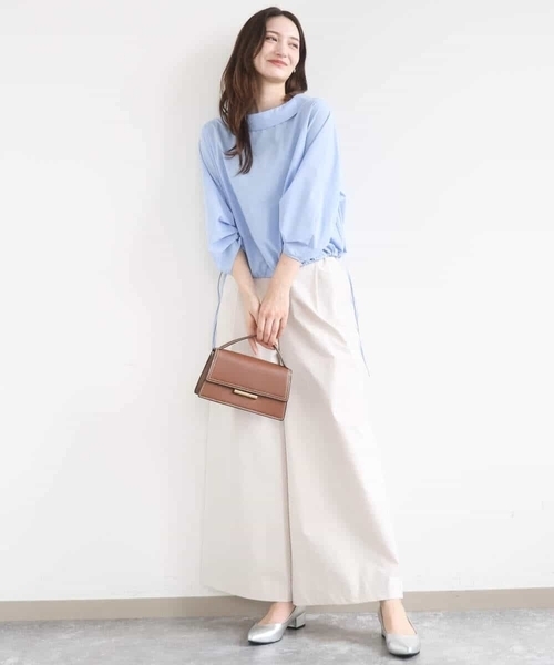 MK MICHEL KLEIN（エムケーミッシェルクラン）の「ロールネック ギャザースリーブブラウス/接触冷感/洗える（シャツ/ブラウス・レディース・ライトブルー/ラベンダー/ネイビー・38）」の21枚目の写真