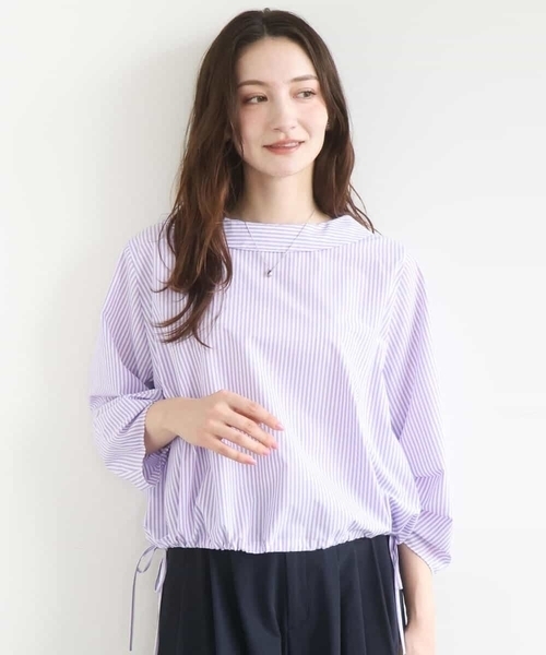 MK MICHEL KLEIN（エムケーミッシェルクラン）の「ロールネック ギャザースリーブブラウス/接触冷感/洗える（シャツ/ブラウス・レディース・ライトブルー/ラベンダー/ネイビー・38）」の22枚目の写真