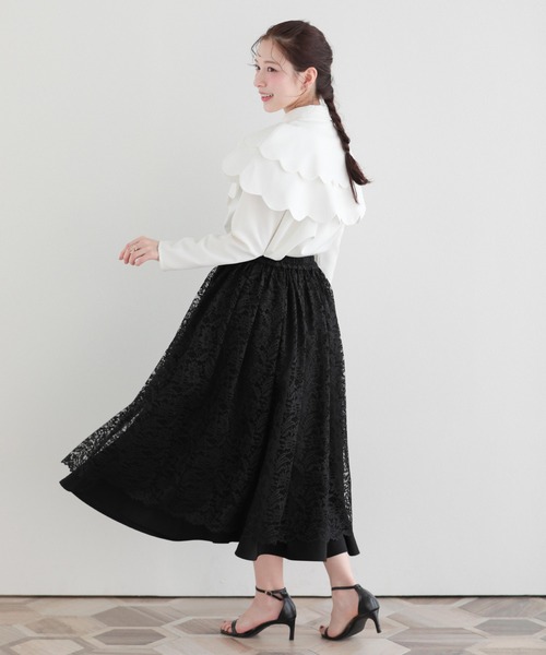 Fit more(フィットモア)の「レースフレアスカート(スカート・レディース・ホワイト/ブラック・FREE)」の10枚目の写真