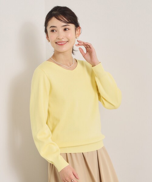 ITS'DEMO（イッツデモ）の「【洗濯機OK】花粉防止Vネックニット（ニット/セーター・レディース・ライトイエロー系/ピンク/ピンク系/オフホワイト/ブルー・00）」の3枚目の写真