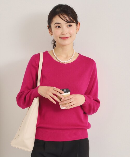 ITS'DEMO（イッツデモ）の「【洗濯機OK】花粉防止Vネックニット（ニット/セーター・レディース・ライトイエロー系/ピンク/ピンク系/オフホワイト/ブルー・00）」の5枚目の写真