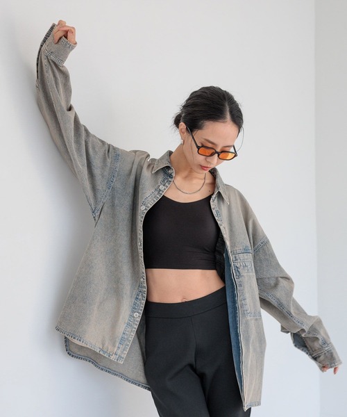 HEREIAM(ヘレイアム)の「【HEREIAM MEN】ユニセックス/MID DENIM シャツ(シャツ/ブラウス・メンズ・ブラック/ブルー系・LARGE/MEDIUM)」の1枚目の写真