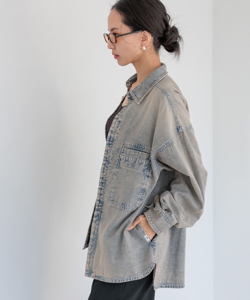 HEREIAM(ヘレイアム)の「【HEREIAM MEN】ユニセックス/MID DENIM シャツ(シャツ/ブラウス・メンズ・ブラック/ブルー系・LARGE/MEDIUM)」の4枚目の写真