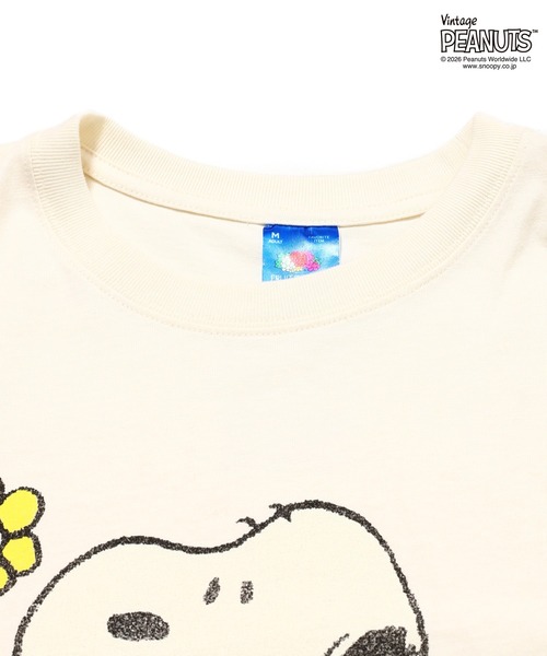 FRUIT OF THE LOOM（フルーツオブザルーム）の「【FRUIT OF THE LOOM】FTL x PEANUTS 19/-スラブ天竺1 / ピーナッツ スヌーピー 半袖Tシャツ（Tシャツ/カットソー・メンズ・サックスブルー/アイボリー・S/L/M）」の9枚目の写真