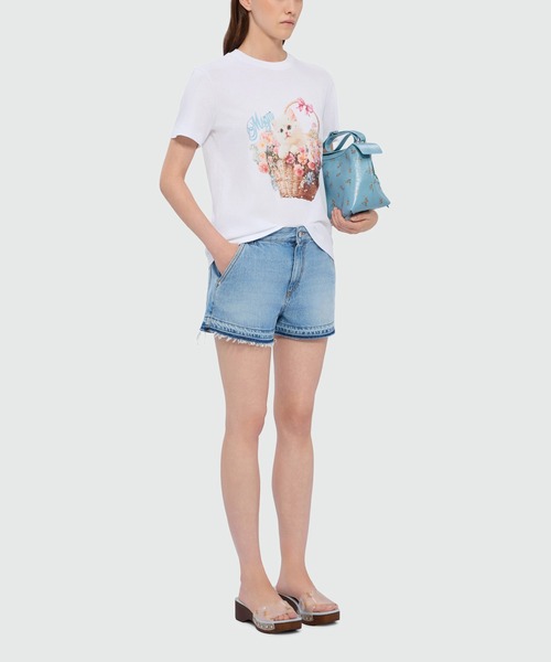 MSGM(エムエスジーエム)の「MSGM FLOWER BASKET CAT Tシャツ(Tシャツ/カットソー・レディース・ホワイト・L/M/S)」の2枚目の写真