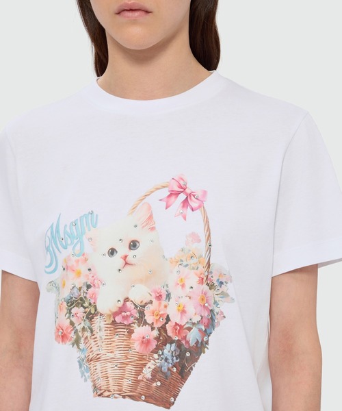 MSGM(エムエスジーエム)の「MSGM FLOWER BASKET CAT Tシャツ(Tシャツ/カットソー・レディース・ホワイト・L/M/S)」の3枚目の写真