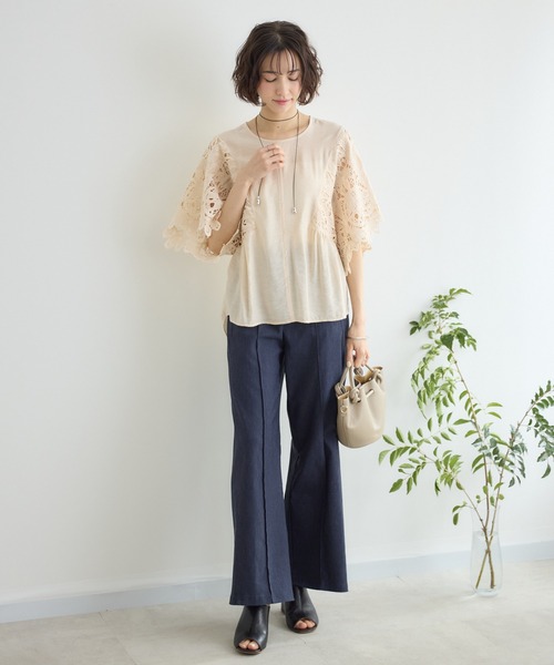 KATHARINE ROSS（キャサリンロス）の「【KATHARINE ROSS】マーガレット刺繍袖ブラウス（シャツ/ブラウス・レディース・ホワイト/ベージュ・FREE）」の5枚目の写真