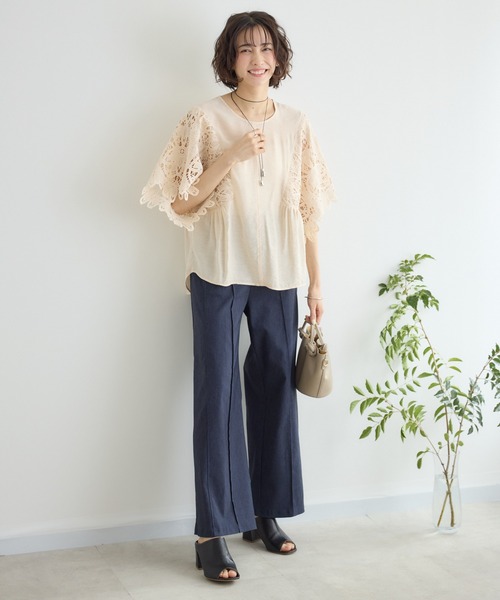 KATHARINE ROSS（キャサリンロス）の「【KATHARINE ROSS】マーガレット刺繍袖ブラウス（シャツ/ブラウス・レディース・ホワイト/ベージュ・FREE）」の3枚目の写真