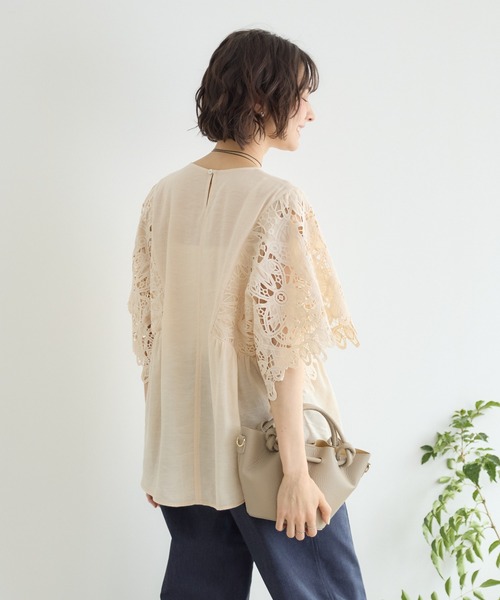 KATHARINE ROSS（キャサリンロス）の「【KATHARINE ROSS】マーガレット刺繍袖ブラウス（シャツ/ブラウス・レディース・ホワイト/ベージュ・FREE）」の7枚目の写真