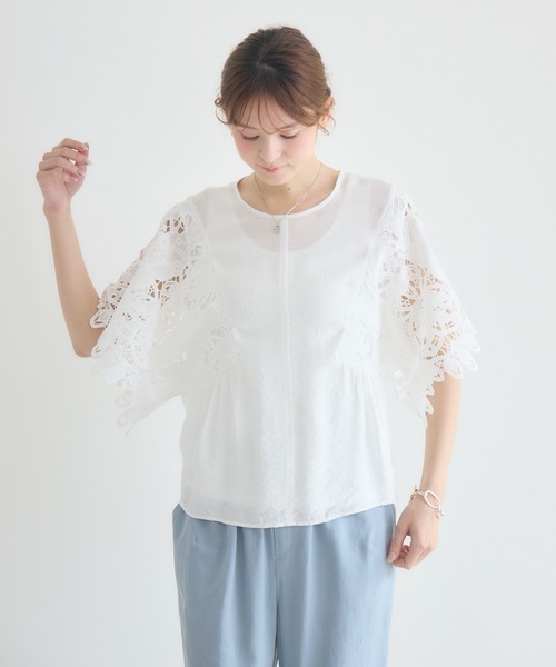 KATHARINE ROSS（キャサリンロス）の「【KATHARINE ROSS】マーガレット刺繍袖ブラウス（シャツ/ブラウス・レディース・ホワイト/ベージュ・FREE）」の11枚目の写真