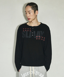 SCALLYWAG | SLAAY ワッフルヘンリーネックロングスリーブ[ブラック](Tシャツ/カットソー)