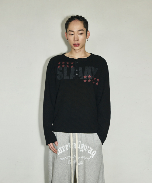 SCALLYWAG（スカリーワグ）の「SLAAY ワッフルヘンリーネックロングスリーブ[ブラック]（Tシャツ/カットソー・レディース・その他・MEDIUM/LARGE）」の5枚目の写真