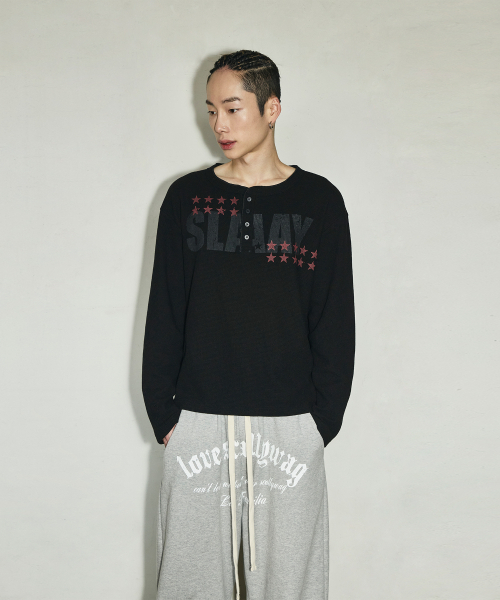 SCALLYWAG（スカリーワグ）の「SLAAY ワッフルヘンリーネックロングスリーブ[ブラック]（Tシャツ/カットソー・レディース・その他・MEDIUM/LARGE）」の6枚目の写真