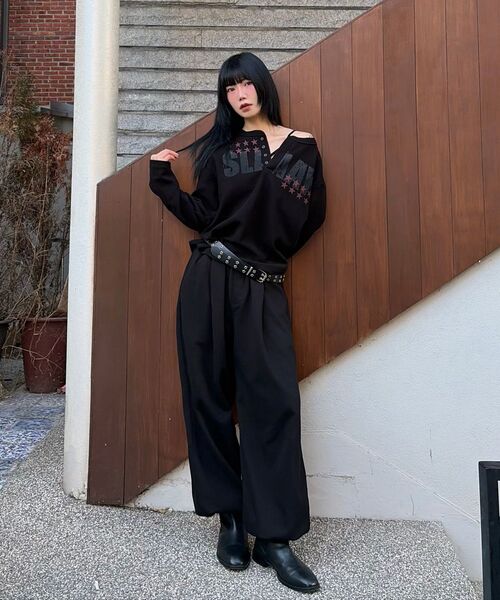 SCALLYWAG（スカリーワグ）の「SLAAY ワッフルヘンリーネックロングスリーブ[ブラック]（Tシャツ/カットソー・レディース・その他・MEDIUM/LARGE）」の9枚目の写真