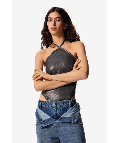 Desigual(デシグアル)の「【Desigual×MASHA POPOVA】レイヤードウエスト ワイドレッグデニムパンツ(デニムパンツ・レディース・ブルー・L/XL/S/XS/M)」の3枚目の写真