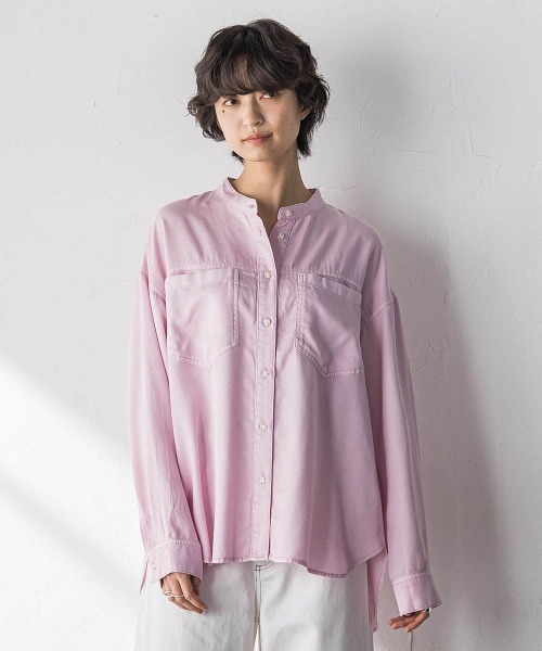 MAYSON GREY（メイソングレイ）の「ボウタイ付きデニムシャツ≪洗濯機で洗える≫（シャツ/ブラウス・レディース・ピンク/ブルー・M）」の14枚目の写真