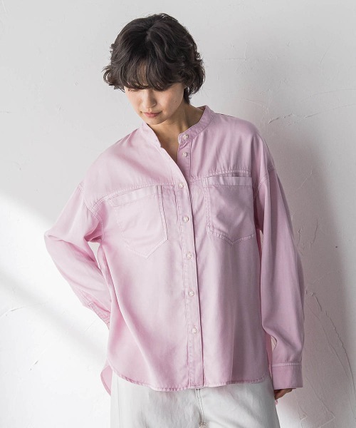 MAYSON GREY（メイソングレイ）の「ボウタイ付きデニムシャツ≪洗濯機で洗える≫（シャツ/ブラウス・レディース・ピンク/ブルー・M）」の15枚目の写真