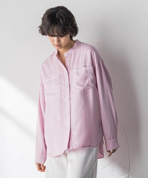 MAYSON GREY（メイソングレイ）の「ボウタイ付きデニムシャツ≪洗濯機で洗える≫（シャツ/ブラウス・レディース・ピンク/ブルー・M）」の16枚目の写真