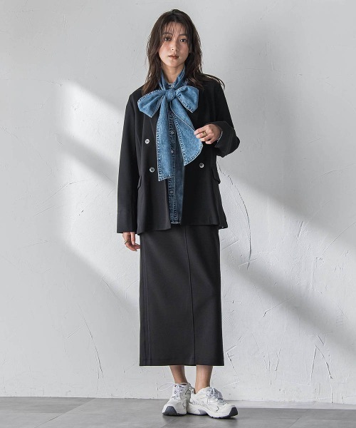 MAYSON GREY（メイソングレイ）の「ボウタイ付きデニムシャツ≪洗濯機で洗える≫（シャツ/ブラウス・レディース・ピンク/ブルー・M）」の12枚目の写真