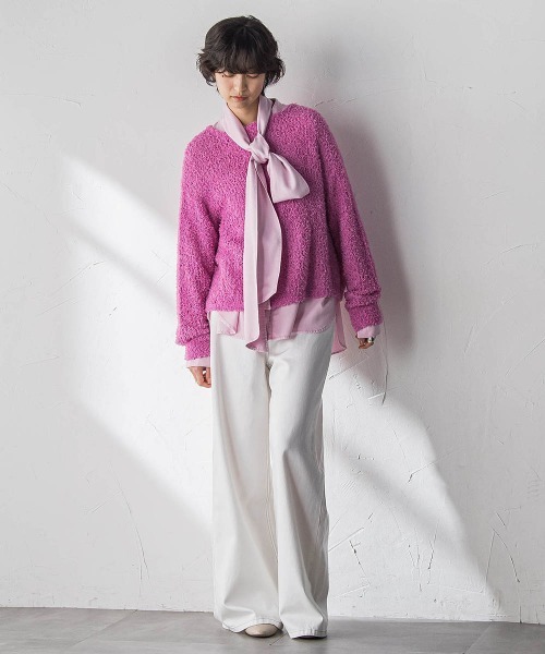 MAYSON GREY（メイソングレイ）の「ボウタイ付きデニムシャツ≪洗濯機で洗える≫（シャツ/ブラウス・レディース・ピンク/ブルー・M）」の21枚目の写真