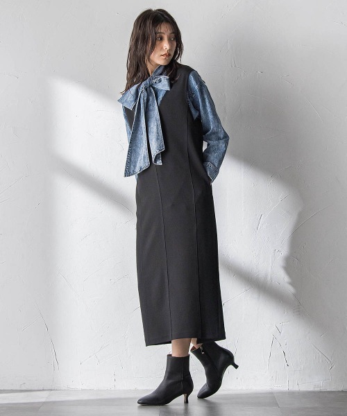 MAYSON GREY（メイソングレイ）の「ボウタイ付きデニムシャツ≪洗濯機で洗える≫（シャツ/ブラウス・レディース・ピンク/ブルー・M）」の11枚目の写真