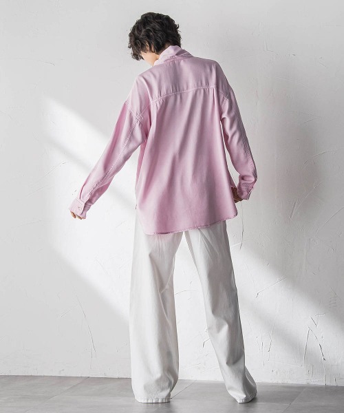 MAYSON GREY（メイソングレイ）の「ボウタイ付きデニムシャツ≪洗濯機で洗える≫（シャツ/ブラウス・レディース・ピンク/ブルー・M）」の18枚目の写真