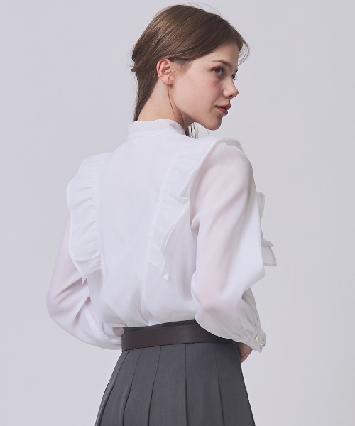 SWINGLE（スウィングル）の「【2/20(Fri)発売】シアーBIGリボンタイブラウス（シャツ/ブラウス・レディース・ピンク/ミント/オフホワイト/クリーム・FREE）」の7枚目の写真