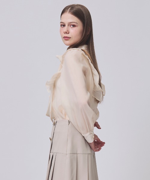 SWINGLE（スウィングル）の「【2/20(Fri)発売】シアーBIGリボンタイブラウス（シャツ/ブラウス・レディース・ピンク/ミント/オフホワイト/クリーム・FREE）」の10枚目の写真