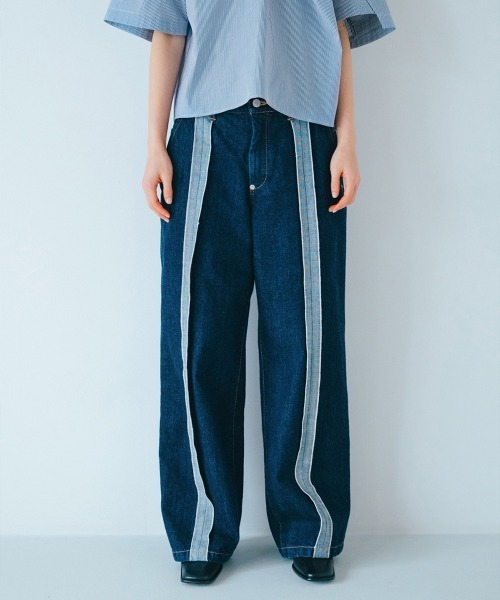 soduk(スドーク)の「【soduk】26SS新作 center seam denim trousers / センターシームデニムトラウザー(デニムパンツ・レディース・インディゴブルー/ブルー・MEDIUM/SMALL)」の5枚目の写真