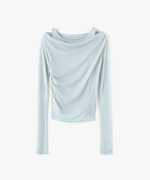 MONGDOL（モンドル）の「[SET] ワンショルダードレーピングレイヤードTシャツスカイブルー MDTS088SKYBLUE（Tシャツ/カットソー・レディース・その他・F）」の6枚目の写真