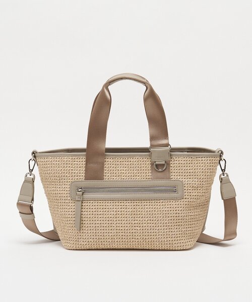 russet(ラシット)の「ナイロンラフィア×クラウズナイロン コンビ2WAYトートバッグ(トートバッグ・レディース・ブラック/アイボリー・FREE)」の5枚目の写真