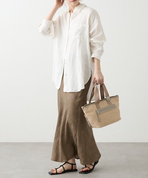 russet(ラシット)の「ナイロンラフィア×クラウズナイロン コンビ2WAYトートバッグ(トートバッグ・レディース・ブラック/アイボリー・FREE)」の22枚目の写真