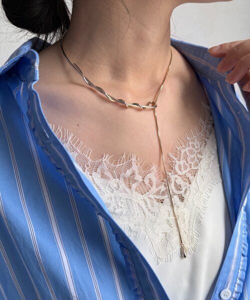 DouDou（ドゥドゥ）の「ウエーブバーチョーカーネックレス（ネックレス・レディース・シルバー/ゴールド・FREE）」の7枚目の写真