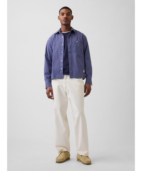 GAP(ギャップ)の「リラックス ストレートヘム キャンバス ユーティリティシャツ(シャツ/ブラウス・メンズ・ベージュ/ブルー・XL/S/XS/M/L)」の3枚目の写真