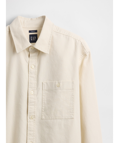 GAP(ギャップ)の「リラックス ストレートヘム キャンバス ユーティリティシャツ(シャツ/ブラウス・メンズ・ベージュ/ブルー・XL/S/XS/M/L)」の6枚目の写真