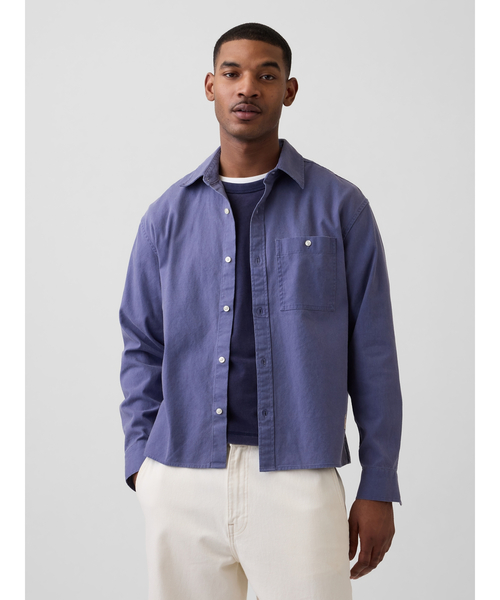 GAP(ギャップ)の「リラックス ストレートヘム キャンバス ユーティリティシャツ(シャツ/ブラウス・メンズ・ベージュ/ブルー・XL/S/XS/M/L)」の7枚目の写真