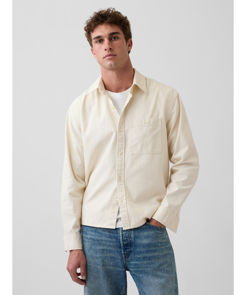 GAP(ギャップ)の「リラックス ストレートヘム キャンバス ユーティリティシャツ(シャツ/ブラウス・メンズ・ベージュ/ブルー・XL/S/XS/M/L)」の8枚目の写真