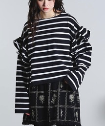 (mag.by c)FRILL STRIPE L/S TOP