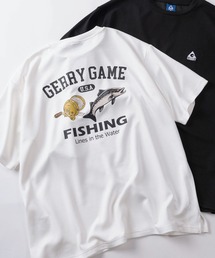 【70】【GERRY/ジェリー】ワンポイントロゴ シルクタッチ バックプリント クルーネックTシャツ/接触冷感/ストレッチ