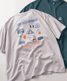【70】【GERRY/ジェリー】ワンポイントロゴ シルクタッチ バックプリント クルーネックTシャツ/接触冷感/ストレッチ