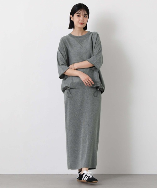 Gready Brilliant（グレディブリリアン）の「スウェットライク５分袖ニット（ニット/セーター・レディース・オートミール/チャコールグレー・FREE）」の15枚目の写真