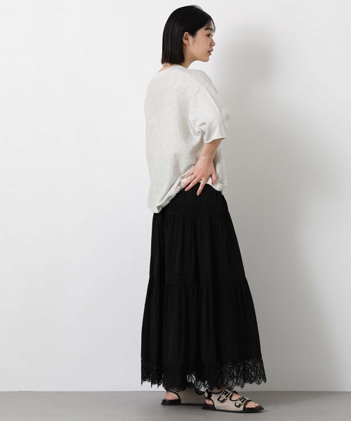 Gready Brilliant（グレディブリリアン）の「スウェットライク５分袖ニット（ニット/セーター・レディース・オートミール/チャコールグレー・FREE）」の17枚目の写真