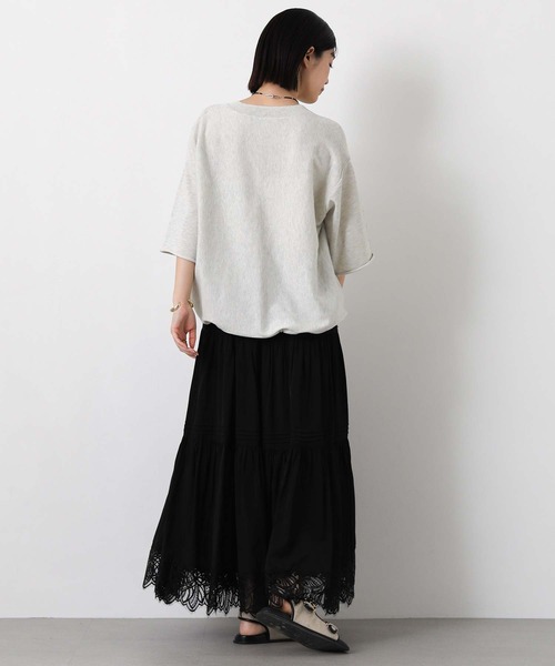 Gready Brilliant（グレディブリリアン）の「スウェットライク５分袖ニット（ニット/セーター・レディース・オートミール/チャコールグレー・FREE）」の18枚目の写真