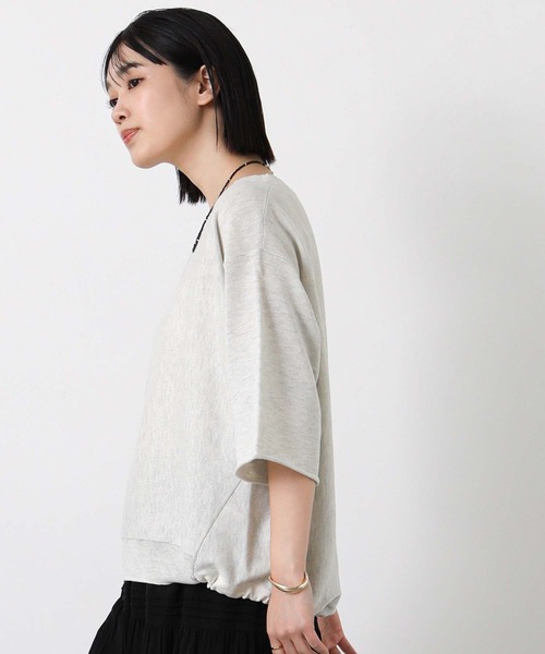 Gready Brilliant（グレディブリリアン）の「スウェットライク５分袖ニット（ニット/セーター・レディース・オートミール/チャコールグレー・FREE）」の21枚目の写真