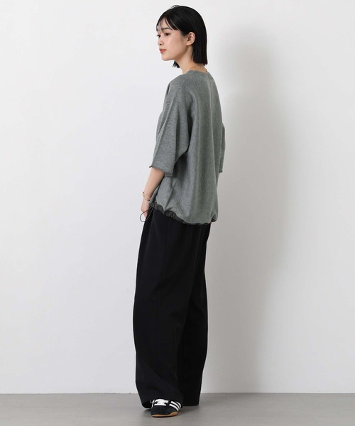 Gready Brilliant（グレディブリリアン）の「スウェットライク５分袖ニット（ニット/セーター・レディース・オートミール/チャコールグレー・FREE）」の4枚目の写真