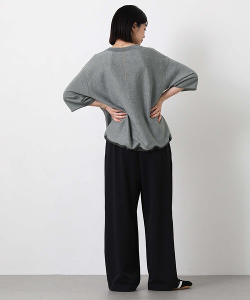 Gready Brilliant（グレディブリリアン）の「スウェットライク５分袖ニット（ニット/セーター・レディース・オートミール/チャコールグレー・FREE）」の5枚目の写真