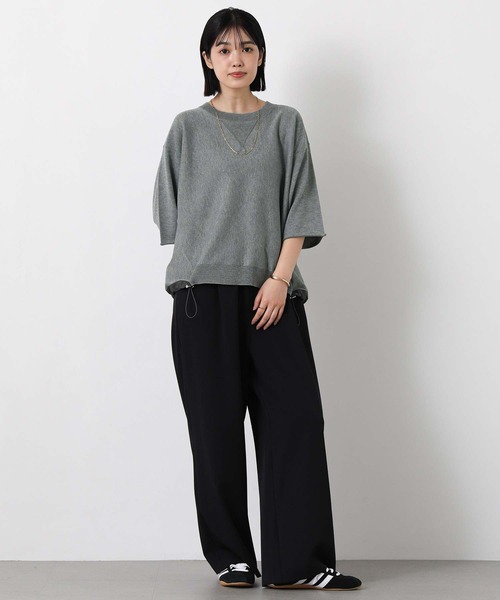 Gready Brilliant（グレディブリリアン）の「スウェットライク５分袖ニット（ニット/セーター・レディース・オートミール/チャコールグレー・FREE）」の6枚目の写真