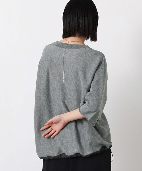 Gready Brilliant（グレディブリリアン）の「スウェットライク５分袖ニット（ニット/セーター・レディース・オートミール/チャコールグレー・FREE）」の9枚目の写真
