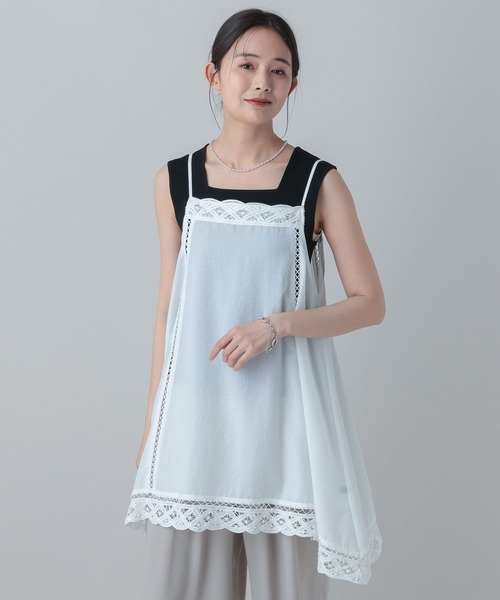GLOBAL WORK(グローバルワーク)の「MATINEE LINE/バテンレースキャミチュニック/656175(その他トップス・レディース・ブラック/ホワイト系その他2・LARGE/MEDIUM)」の2枚目の写真