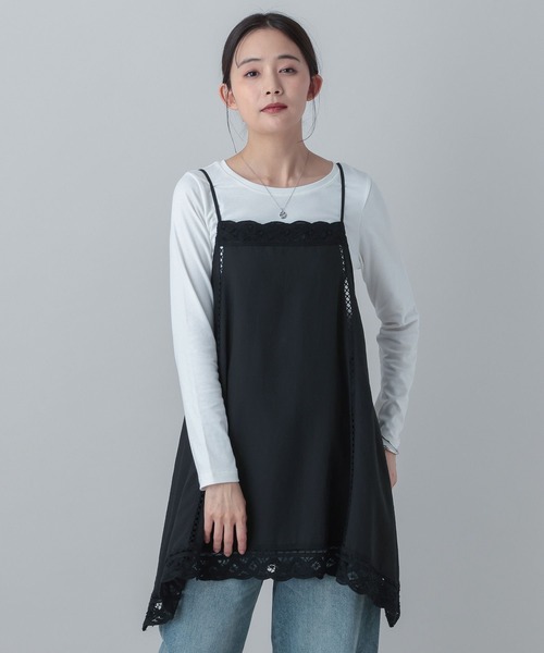 GLOBAL WORK(グローバルワーク)の「MATINEE LINE/バテンレースキャミチュニック/656175(その他トップス・レディース・ブラック/ホワイト系その他2・LARGE/MEDIUM)」の1枚目の写真